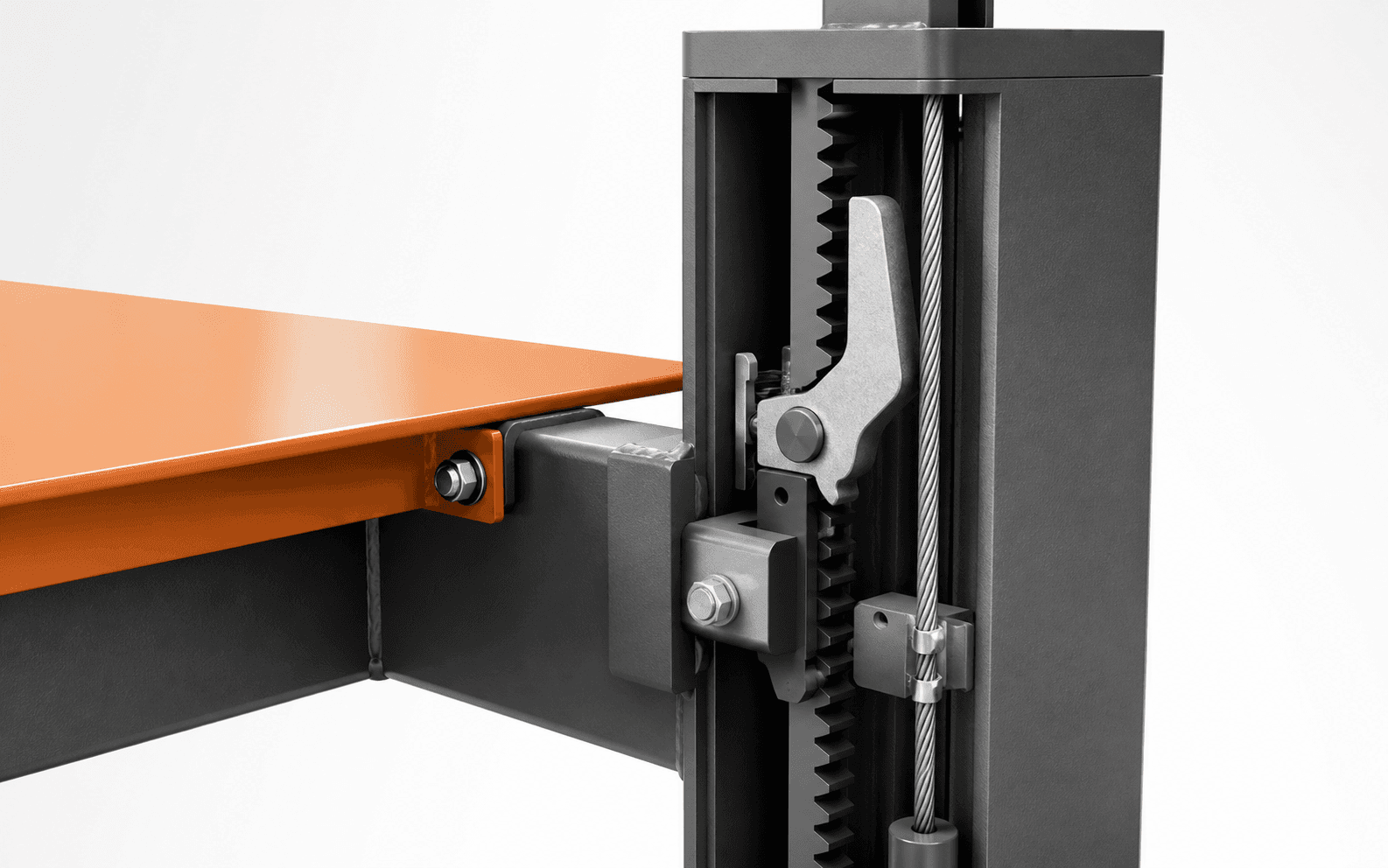Dual-Platform Four-Post Parking Lift: Positive mechanical anti-fall locking